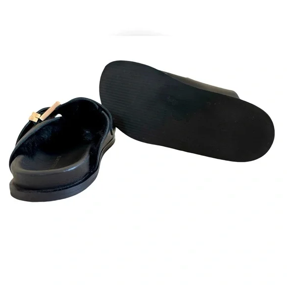 All Saints Black Mules with Gold Buckle - Picture 6 of 6